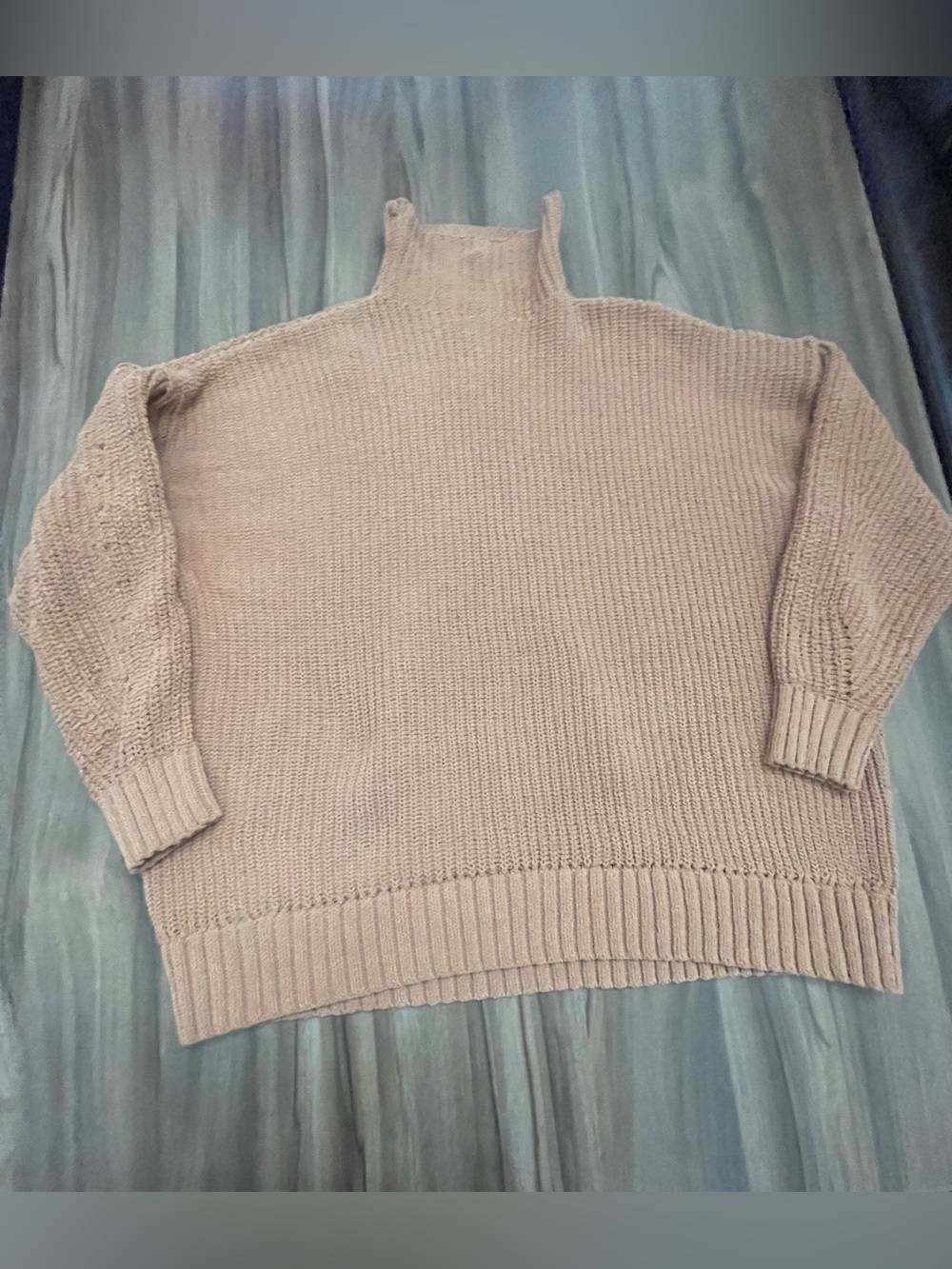 Aerie Chunky Mock Neck Sweater in Light Taupe S